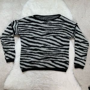 Elsamanda Wool & Mohair Blend Funky Zebra Print Made in Italy Sweater Size L